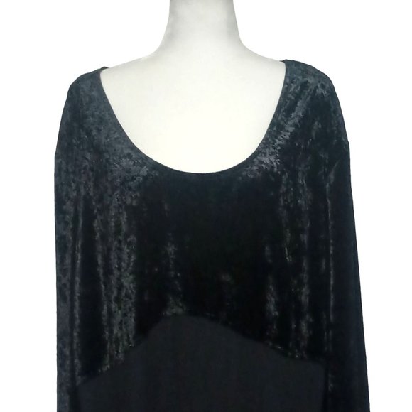 The Avenue Dress Womens Size 30 Black Velvet Gauze Midi Stretch Long Sleeve Empi - Picture 2 of 8